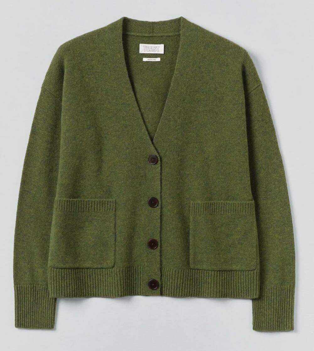 TOAST Wool Cashmere Boxy cardigan in Artichoke Size XS